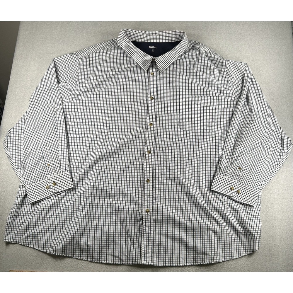 King Size Mens Long Sleeve Button Down Casual Dress Shirt Size 8XL Plaid